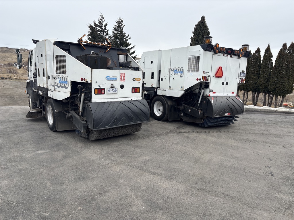 Ollek Contracting street sweeper truck providing professional sweeping services in Kamloops BC